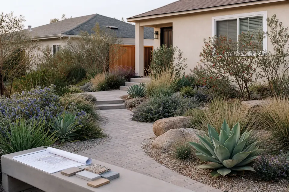 East Valley residential landscape with hardscape, planting, and defined outdoor-use areas
