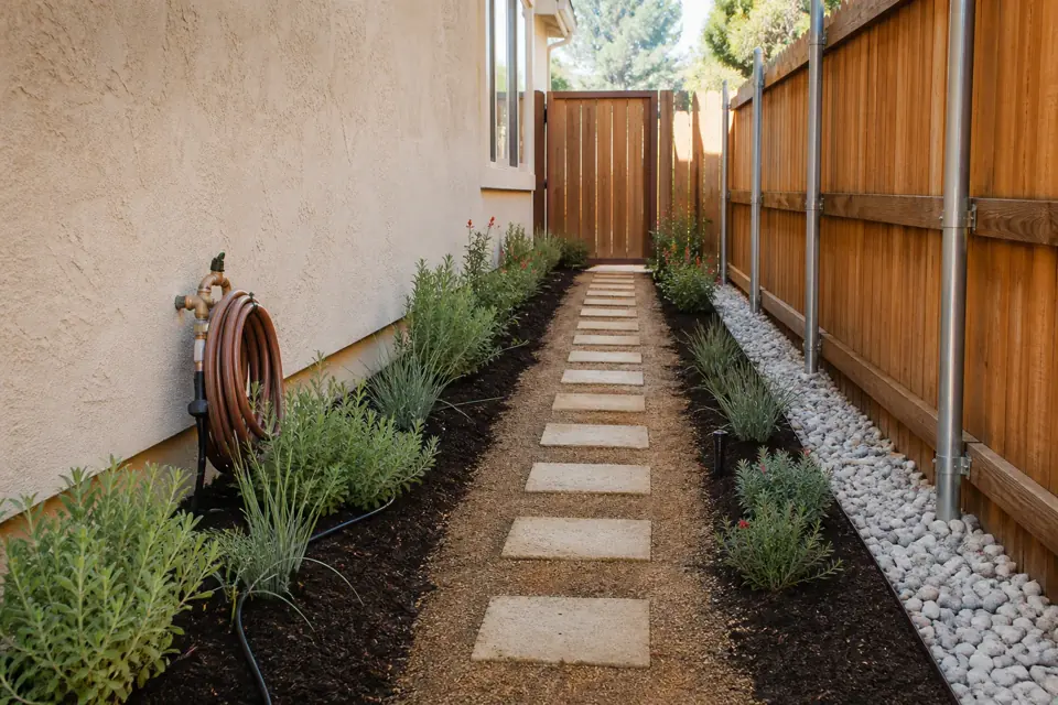 Freshly cleaned Chandler landscape with defined rock beds and neatly trimmed plants