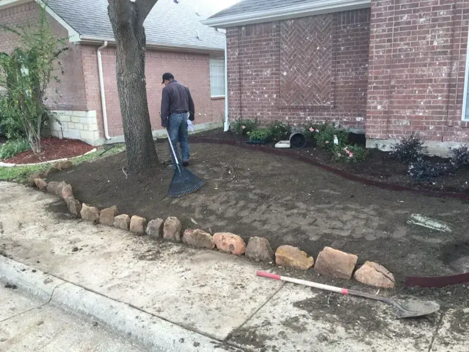 Residential yard being prepared for new landscape work